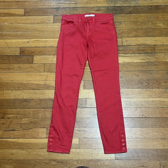 Tory Burch Emmy Ankle Skinny Jeans in Ruby Red, size 24 - Picture 2 of 16